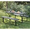 Gardenised Outdoor Woodgrain Picnic Table Set with Metal Frame, Gray QI003911GY - alternate 8